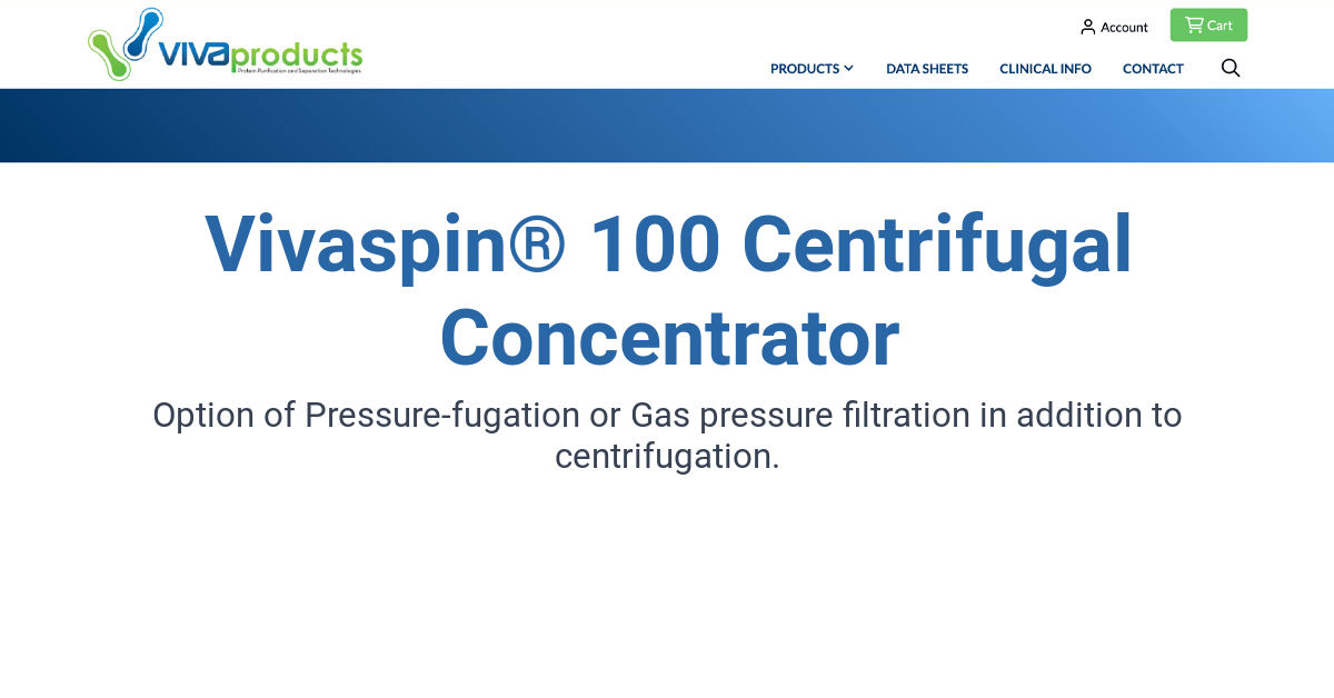 Vivaspin® 100 Centrifugal Concentrator - Vivaproducts