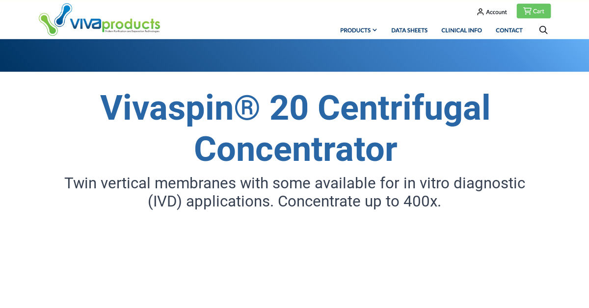 Vivaspin® 20 Centrifugal Concentrator - Vivaproducts